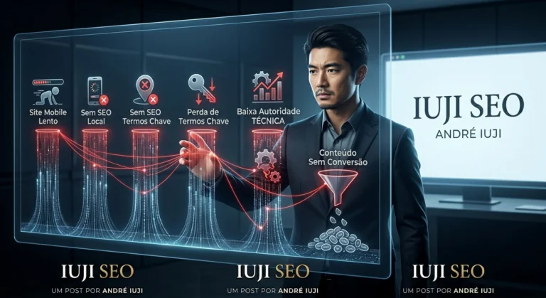 Estrategista André Iuji analisando 5 sinais técnicos de perda de clientes para a concorrência no Google
