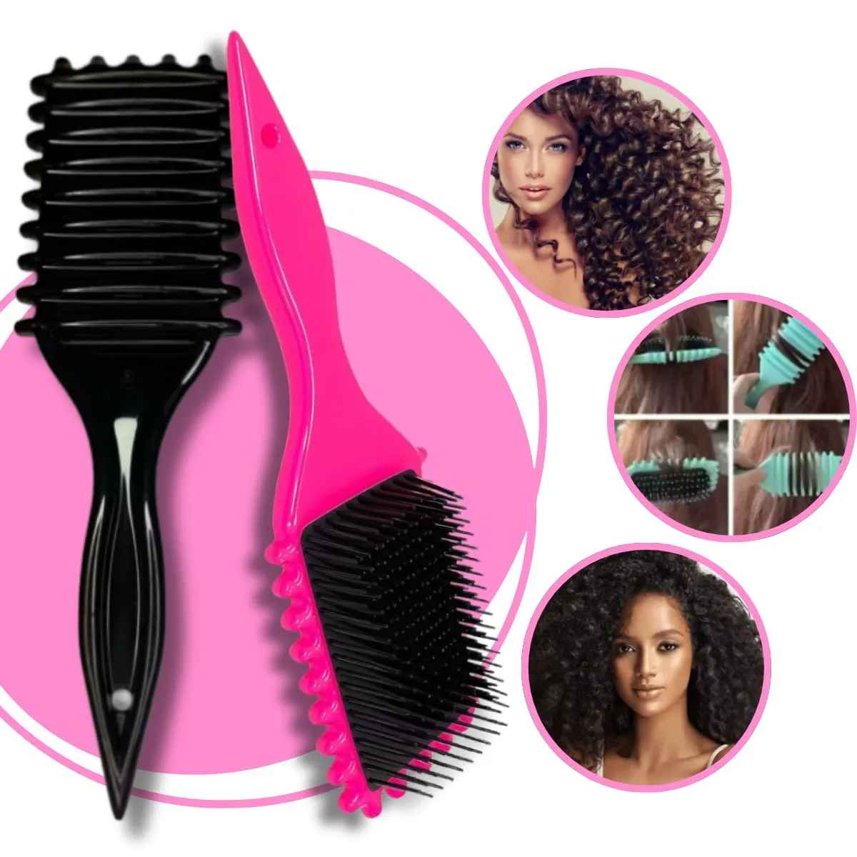 Escova Gringa Fitagem Raquete Cabelo Cacheado Definidora Modeladora Cacho Profissional Mariazinha Afiliado Mercado Livre