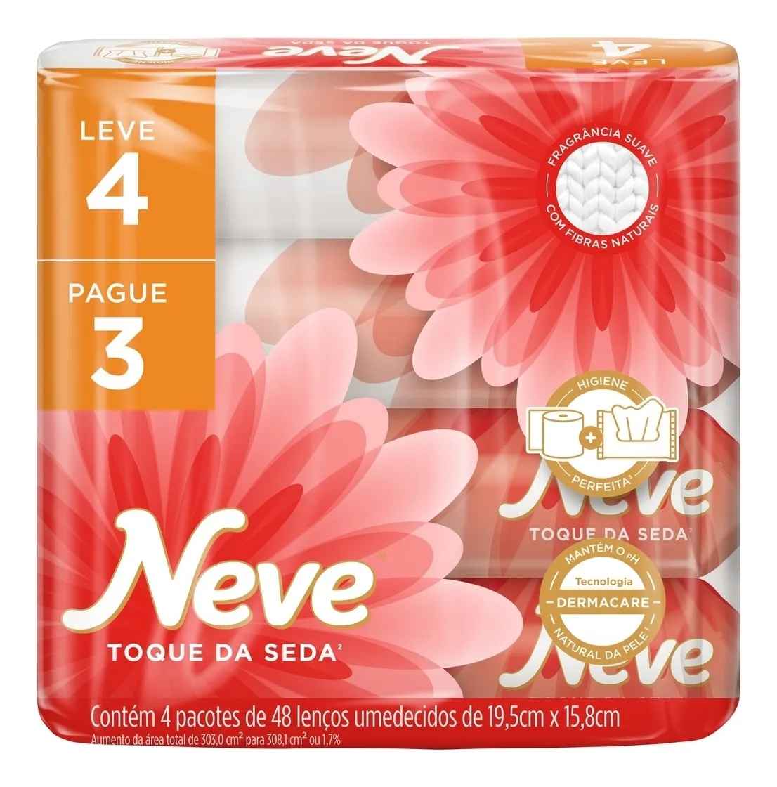 Toalhas umedecidas Neve Toque da Seda Aloe Vera 4 pacotes 192 unidades Afiliado Mercado Livre